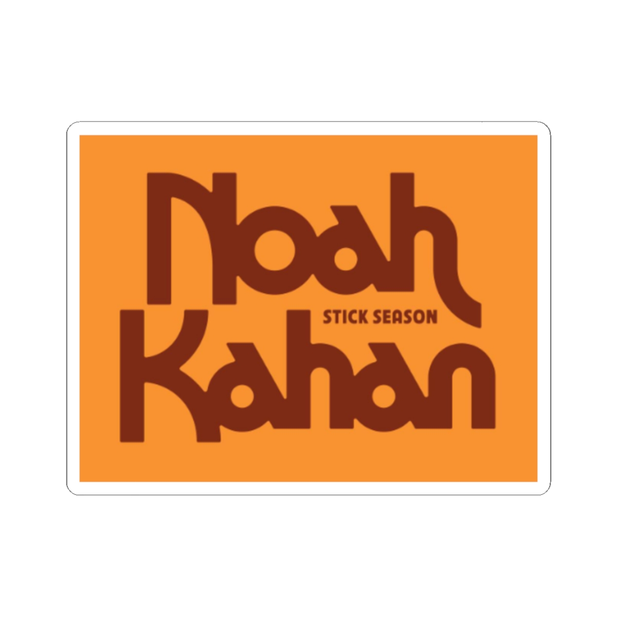 Noah Kahan band logo Sticker | orange retro typography kiss-cut sticker | Noah Kahan - alternate angle 3, merchandise
