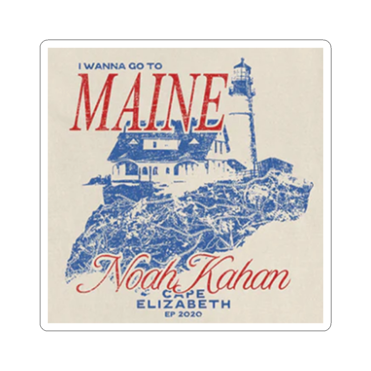 I Wanna Go to Maine sticker | lighthouse coastal travel decal | Noah Kahan